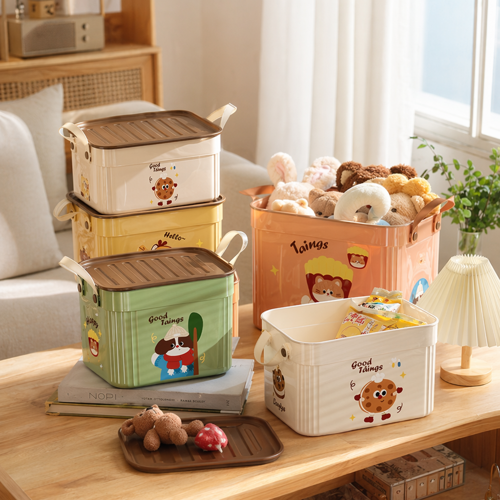 Colorful cartoon storage box, household organizing box, children's toy storage box details Picture