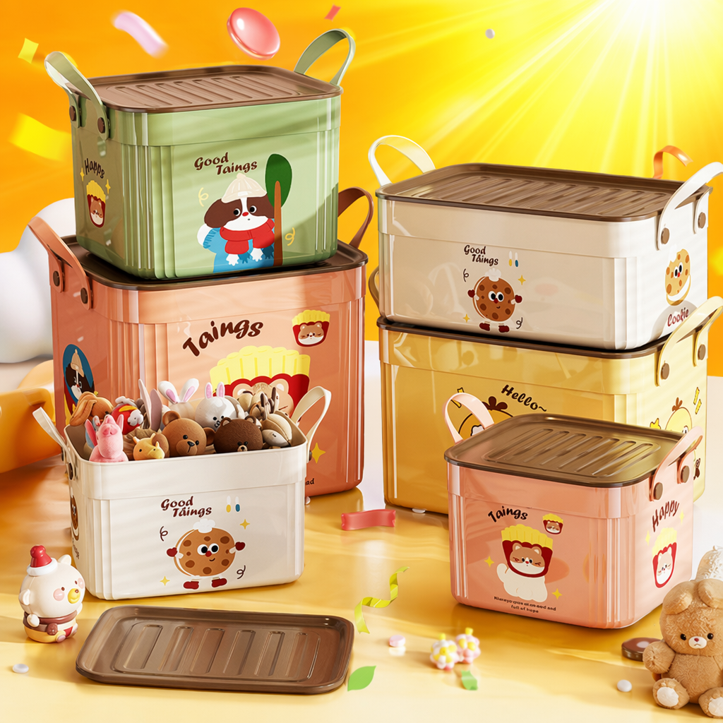Colorful cartoon storage box, household organizing box, children's toy storage box Specification image