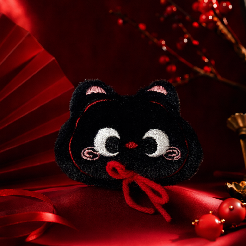 Black cat plush toy, cute throw pillow, fabric home decoration Specification image