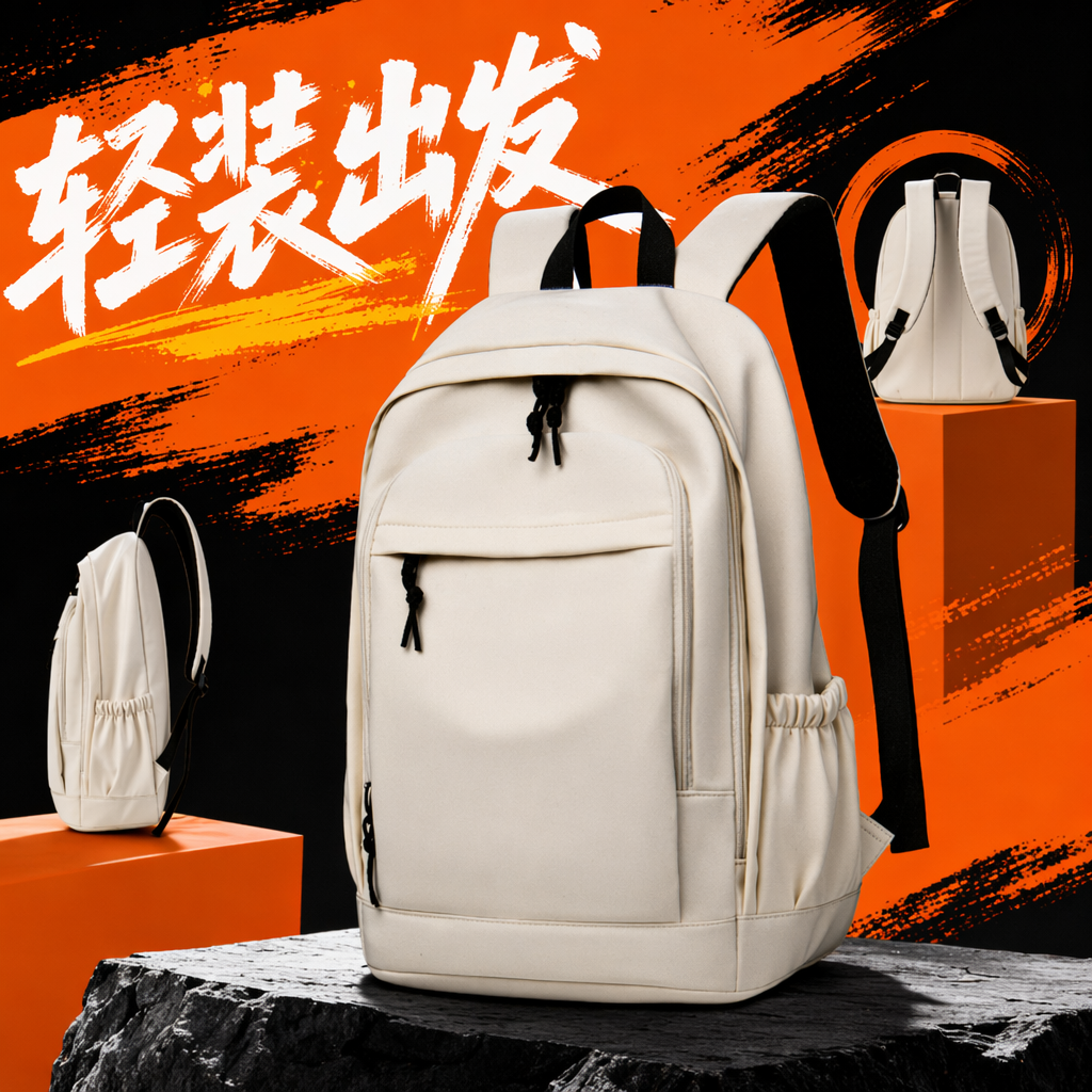 A simple and fashionable off-white backpack, a lightweight and large-capacity student commuting travel backpack Specification image