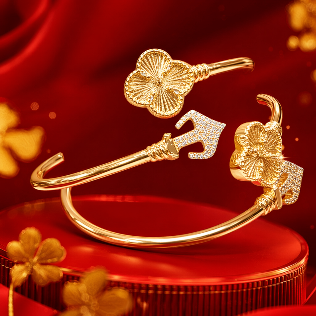 Gold bracelet, pure silver gold-plated, simple, fashionable and versatile wrist accessory for ladies Specification image