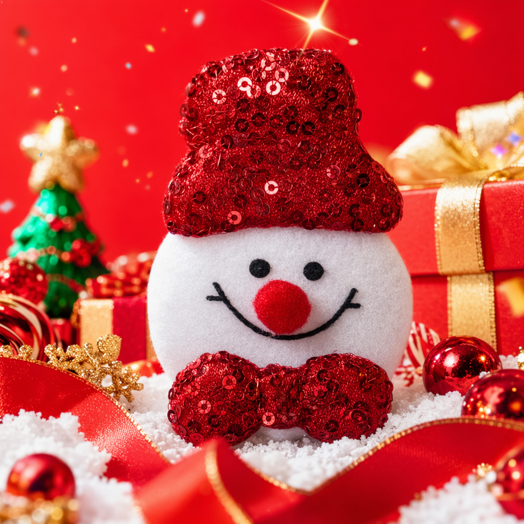 Red sequined snowman decoration, Christmas festive atmosphere hanging decoration, home decor Specification image