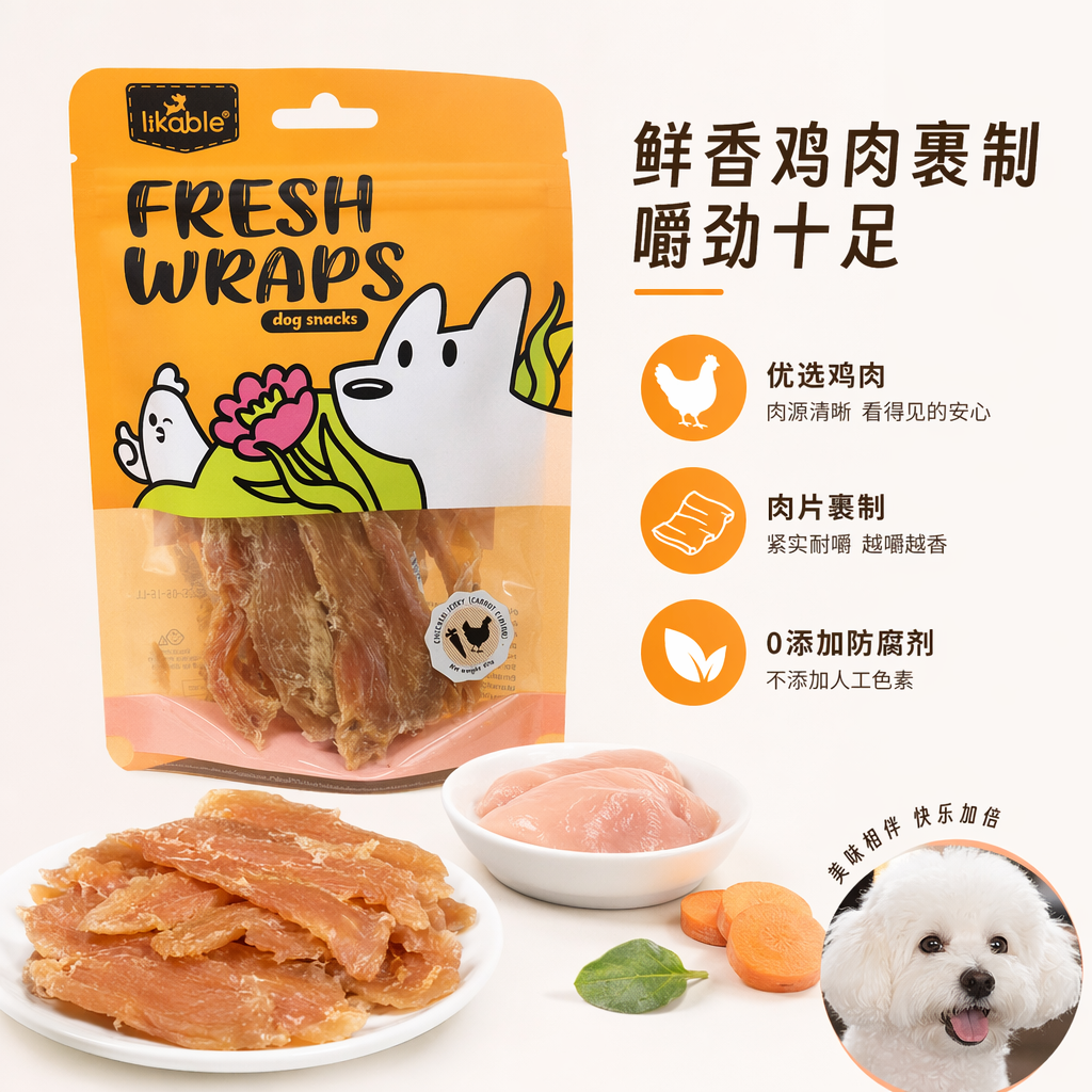 胡萝卜味鸡肉片狗狗零食宠物磨牙洁齿零食