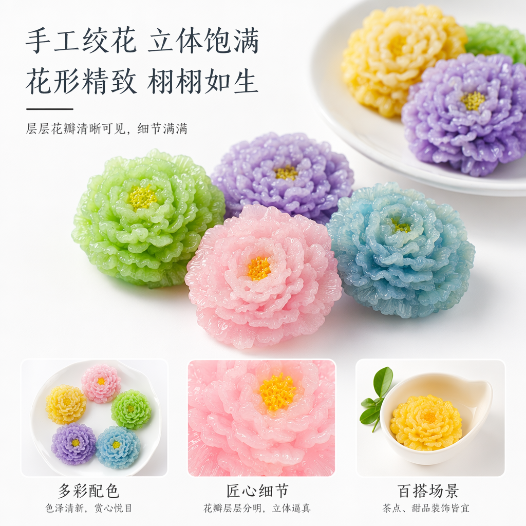 彩色花朵造型饰品 仿真立体花瓣耳饰项链套装