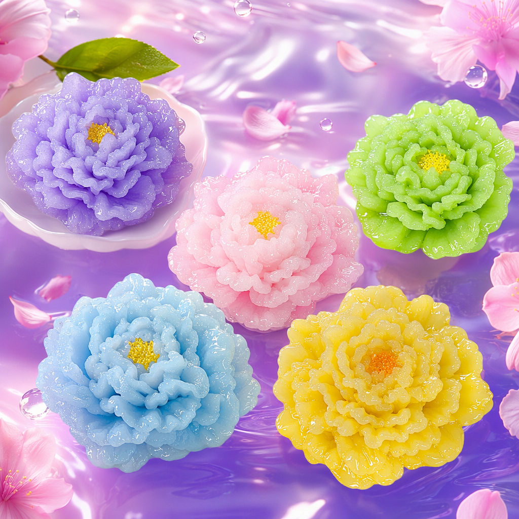 Colorful flower-shaped jewelry simulation three-dimensional petal earrings necklace set Specification image