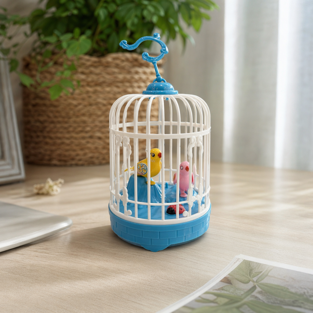 White birdcage toy, bird simulation decorative item, living room balcony pet interactive toy details Picture