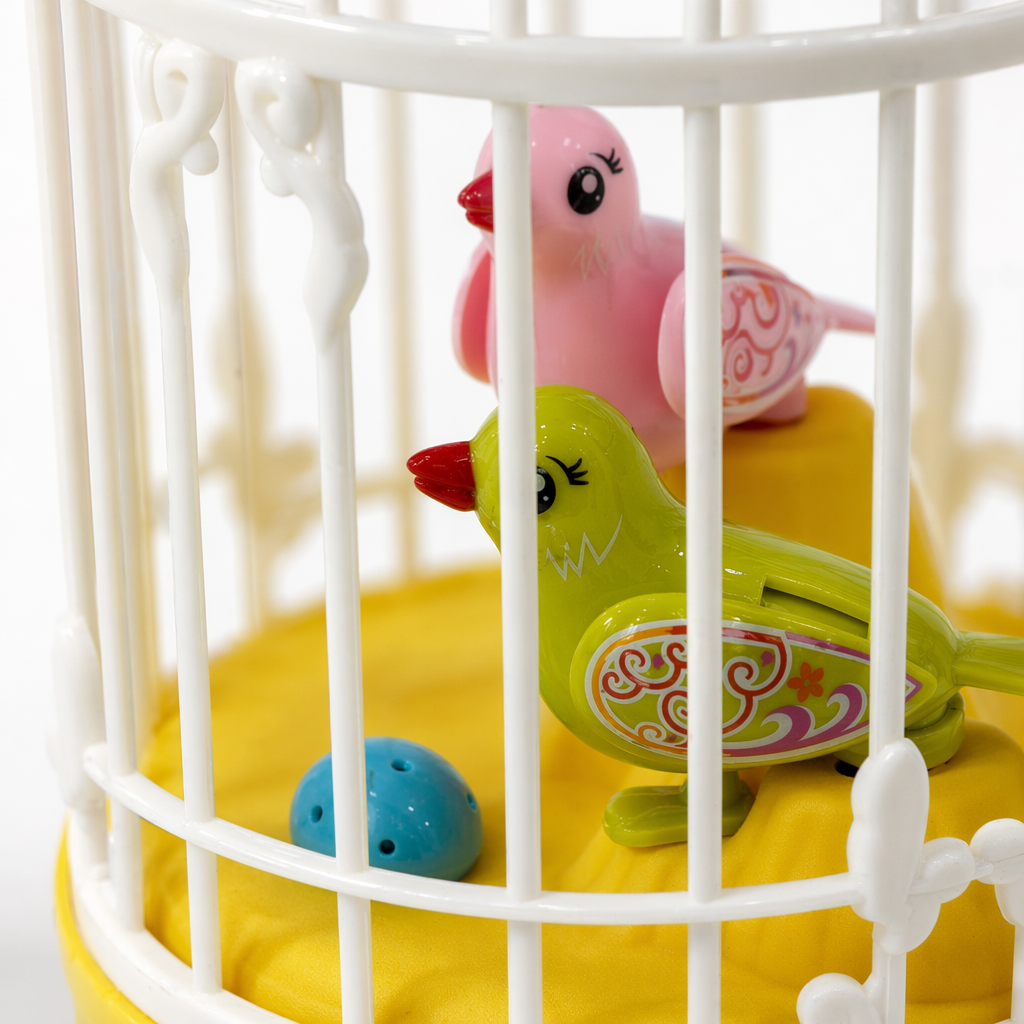 White birdcage toy, bird simulation decorative item, living room balcony pet interactive toy Application Scenario