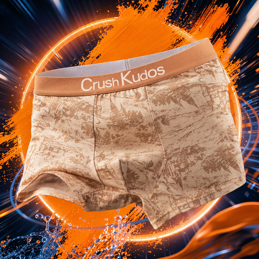 Brown printed pure cotton men's underwear, comfortable and breathable four-corner shorts Specification image