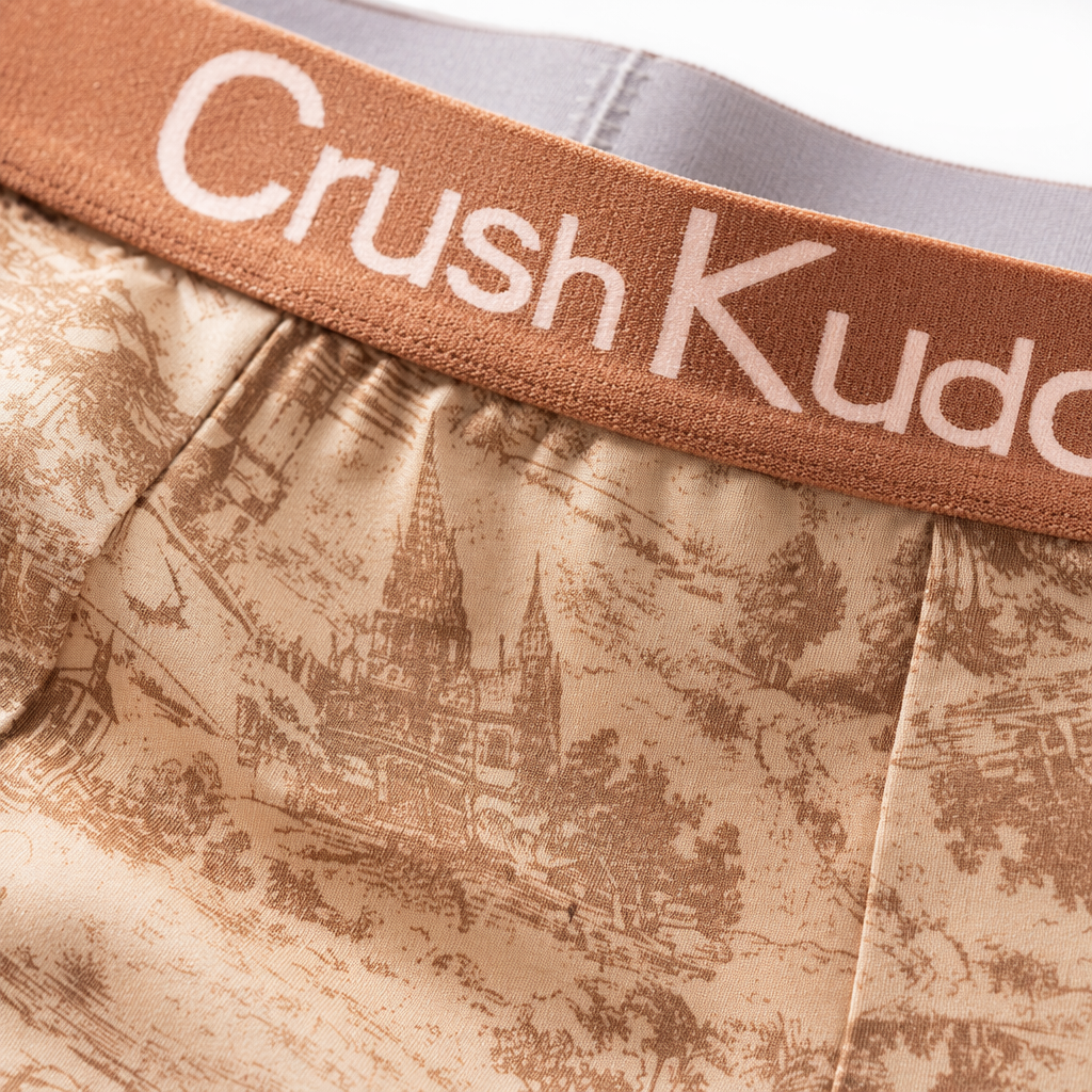 Brown printed pure cotton men's underwear, comfortable and breathable four-corner shorts Application Scenario