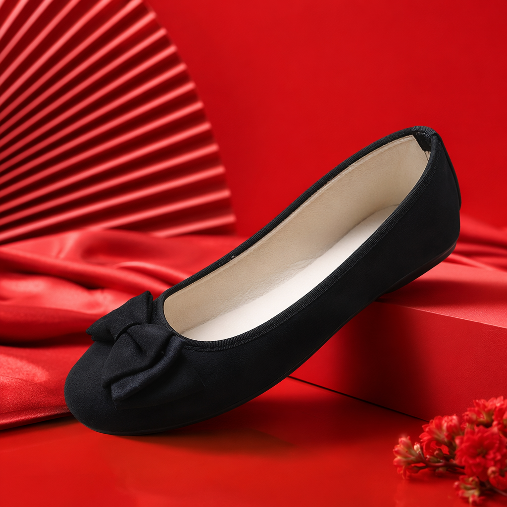Black bow flat shoes for women's casual, versatile, soft-soled, anti-slip and comfortable single shoes Specification image