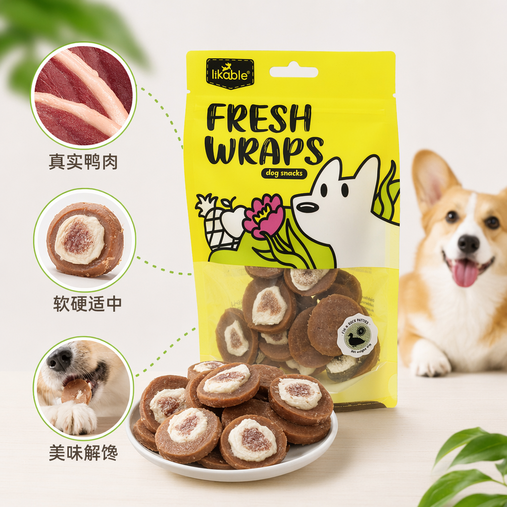 无花果鸭肉饼狗零食牛肉干宠物磨牙洁齿咀嚼棒