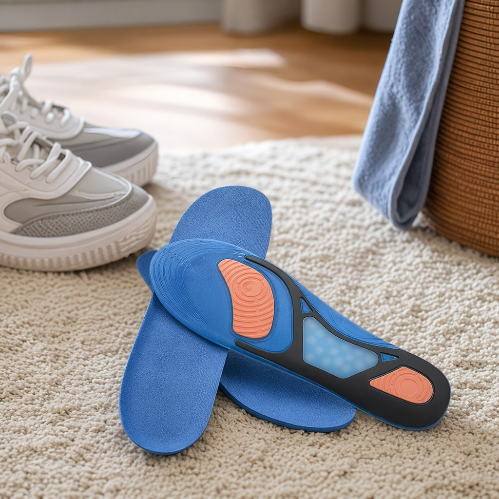 Blue breathable and deodorizing insoles, suitable for both men and women, are comfortable, shock-absorbing, sweat-absorbing and provide arch support details Picture