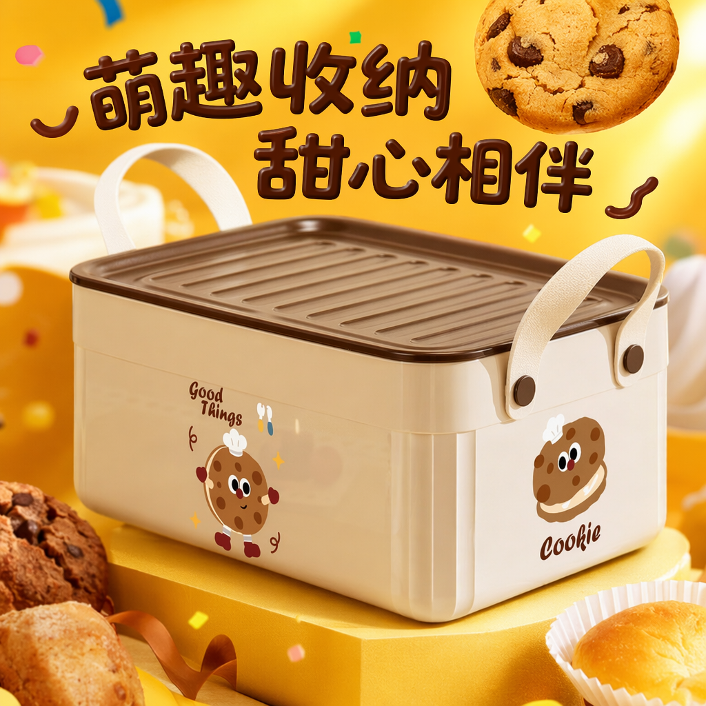 Cream-colored rectangular covered storage box for home organization and storage, simple Nordic style Specification image