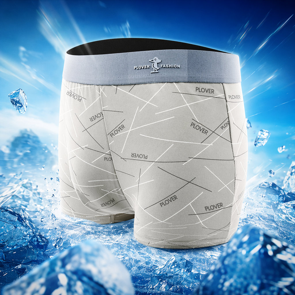 Grey printed pure cotton underpants for men, basic style, comfortable and breathable Specification image