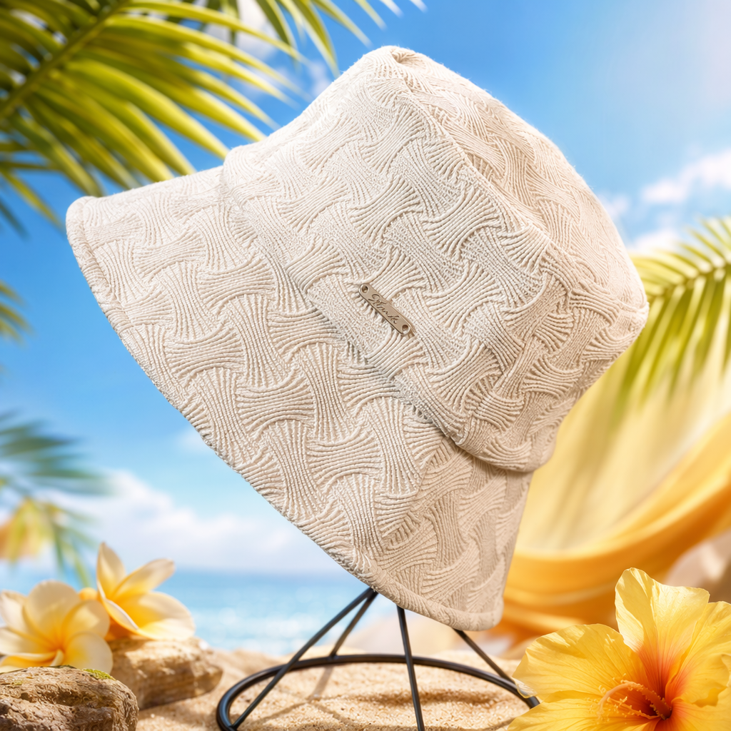 The off-white textured fisherman's hat is casual and versatile, providing sun protection and shade for both men and women Specification image