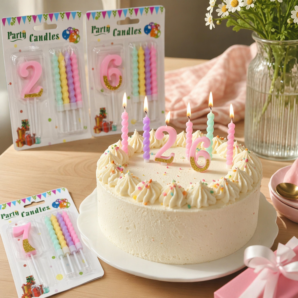 A set of colorful digital candles and spiral candles details Picture