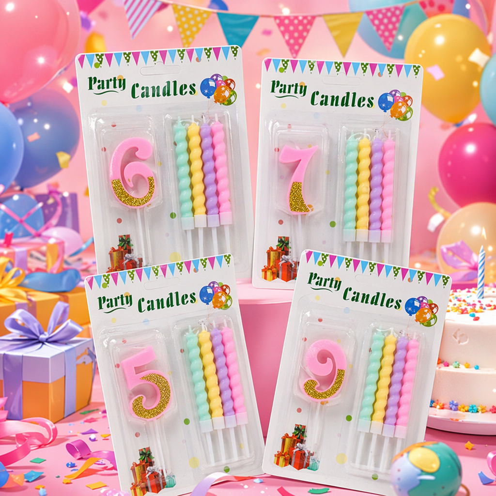 A set of colorful digital candles and spiral candles Specification image