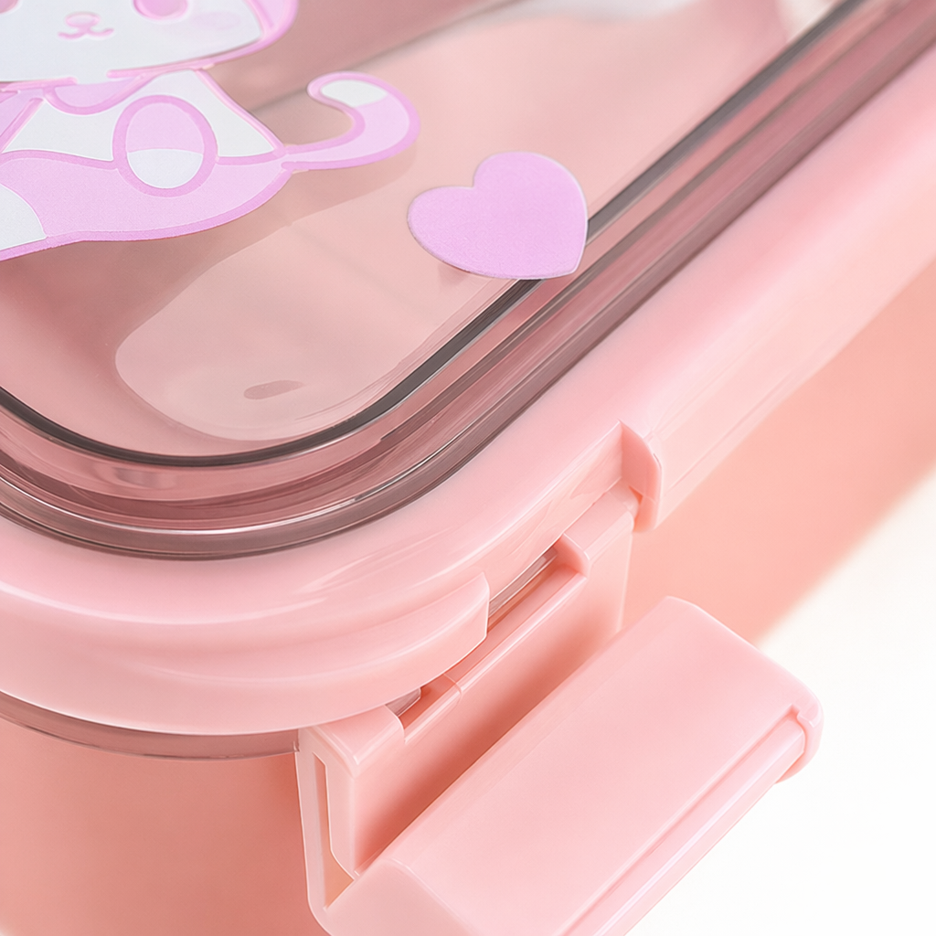Pink cartoon children's lunch box, portable sealed lunch box, cute and girlish lunch box Application Scenario