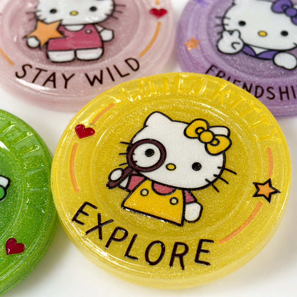 Colorful Hello Kitty badges, cute cartoon brooches and fashionable accessories Application Scenario