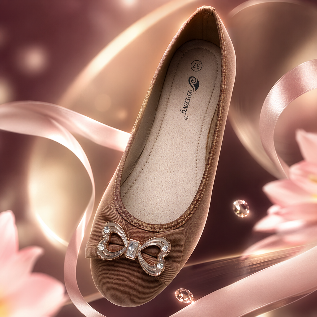 Brown bow flat shoes for women, soft soles, anti-slip, versatile and comfortable Specification image