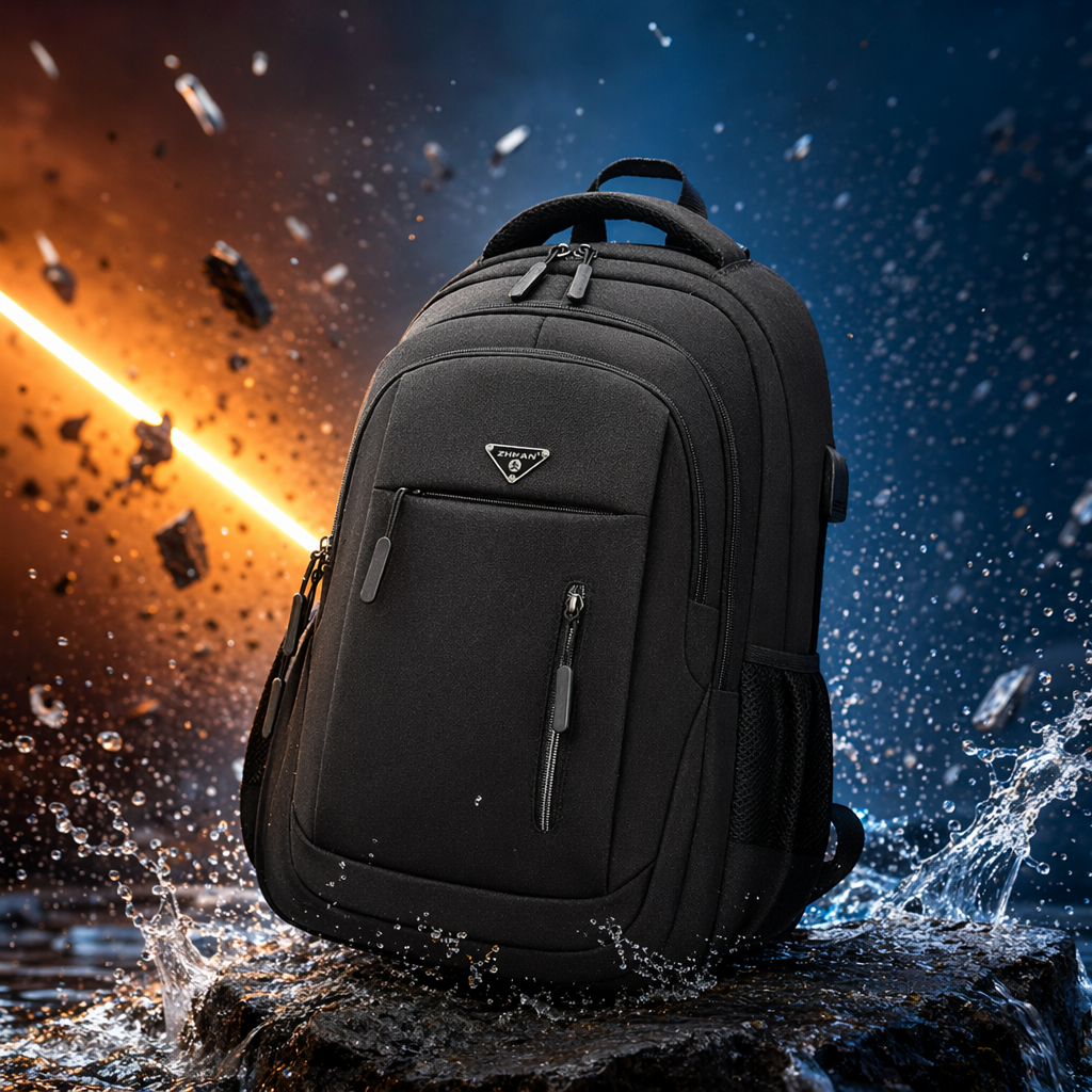 Black backpack, large-capacity, lightweight student commuting travel backpack, unisplinguous Specification image