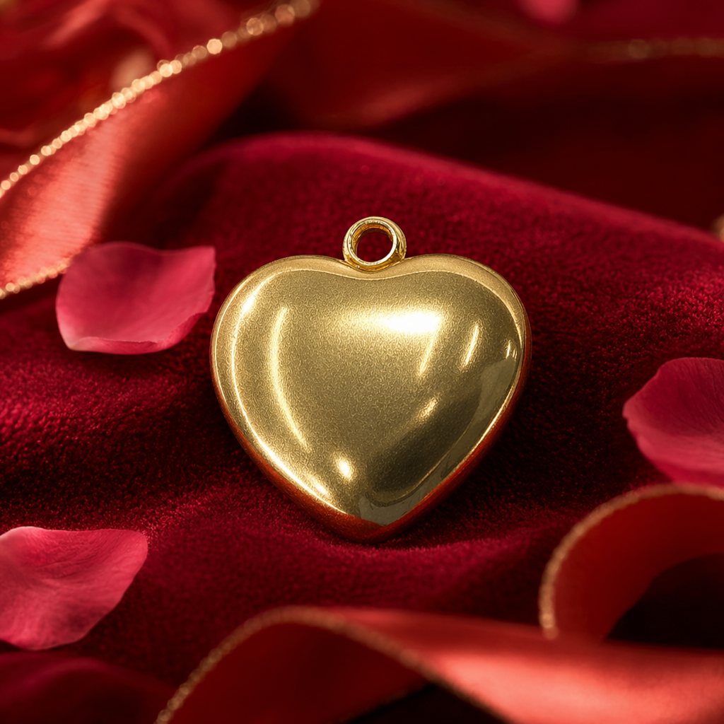 Golden heart-shaped pendant sterling silver necklace, a simple, fashionable and versatile couple's style Specification image
