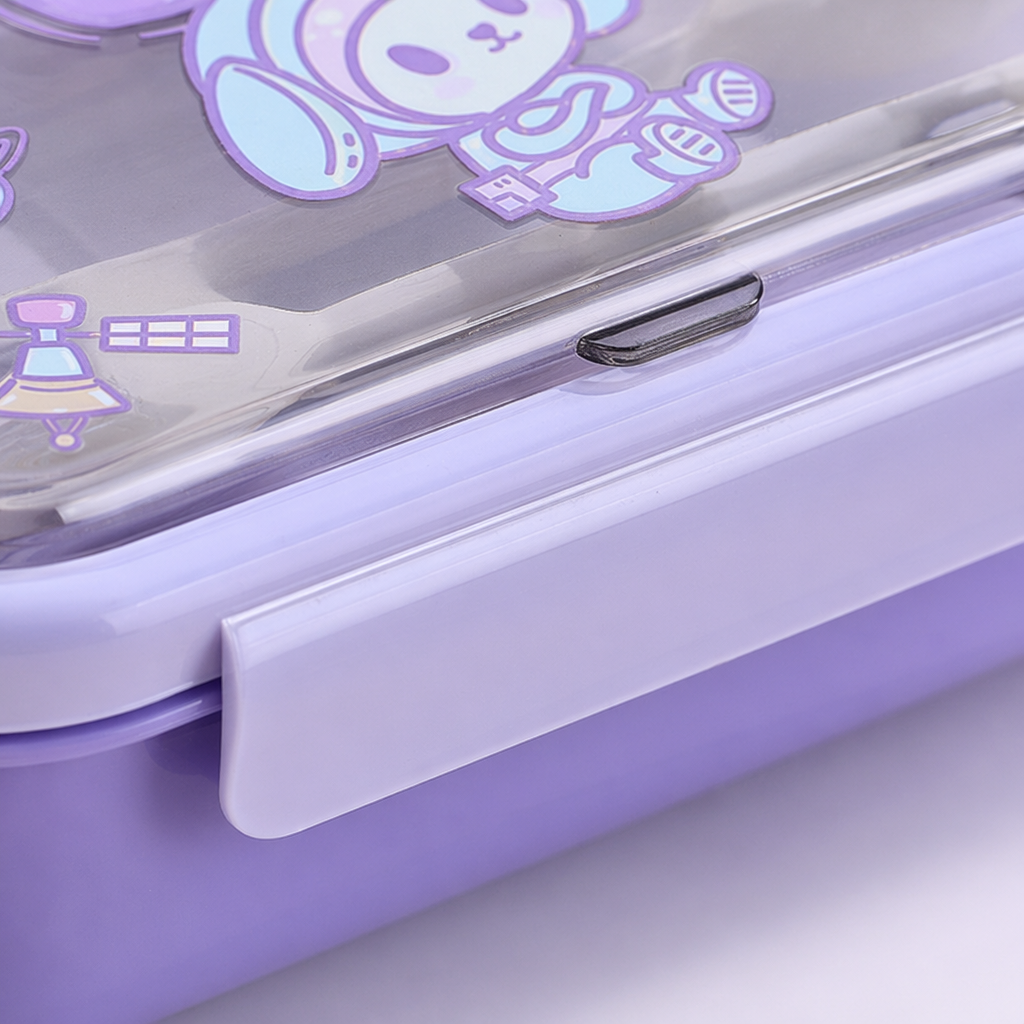 Purple cartoon children's lunch box, portable sealed lunch box, household student lunch box Application Scenario