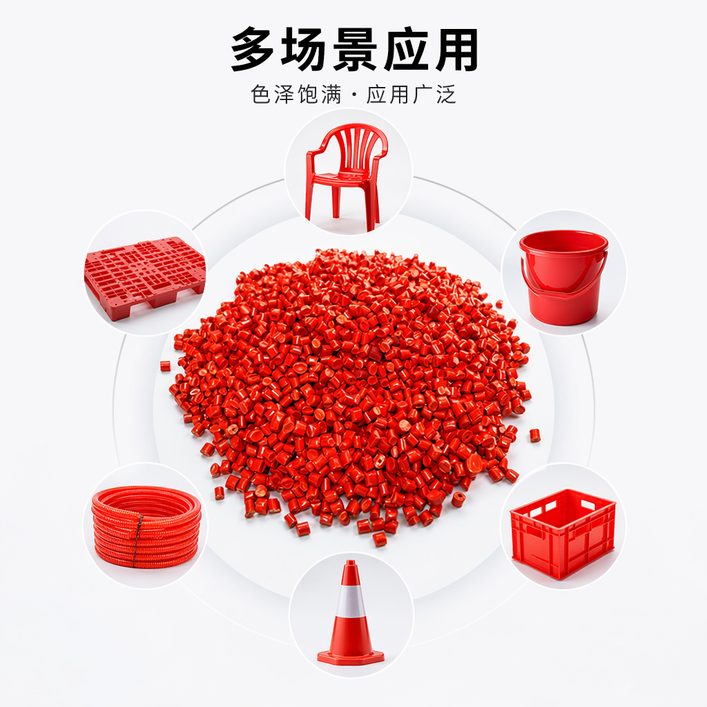 Red granular plastic particles, industrial-grade PP polypropylene raw material, 25kg per bag