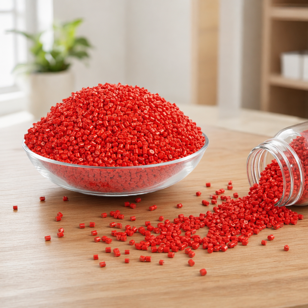 Red granular plastic particles, industrial-grade PP polypropylene raw material, 25kg per bag details Picture