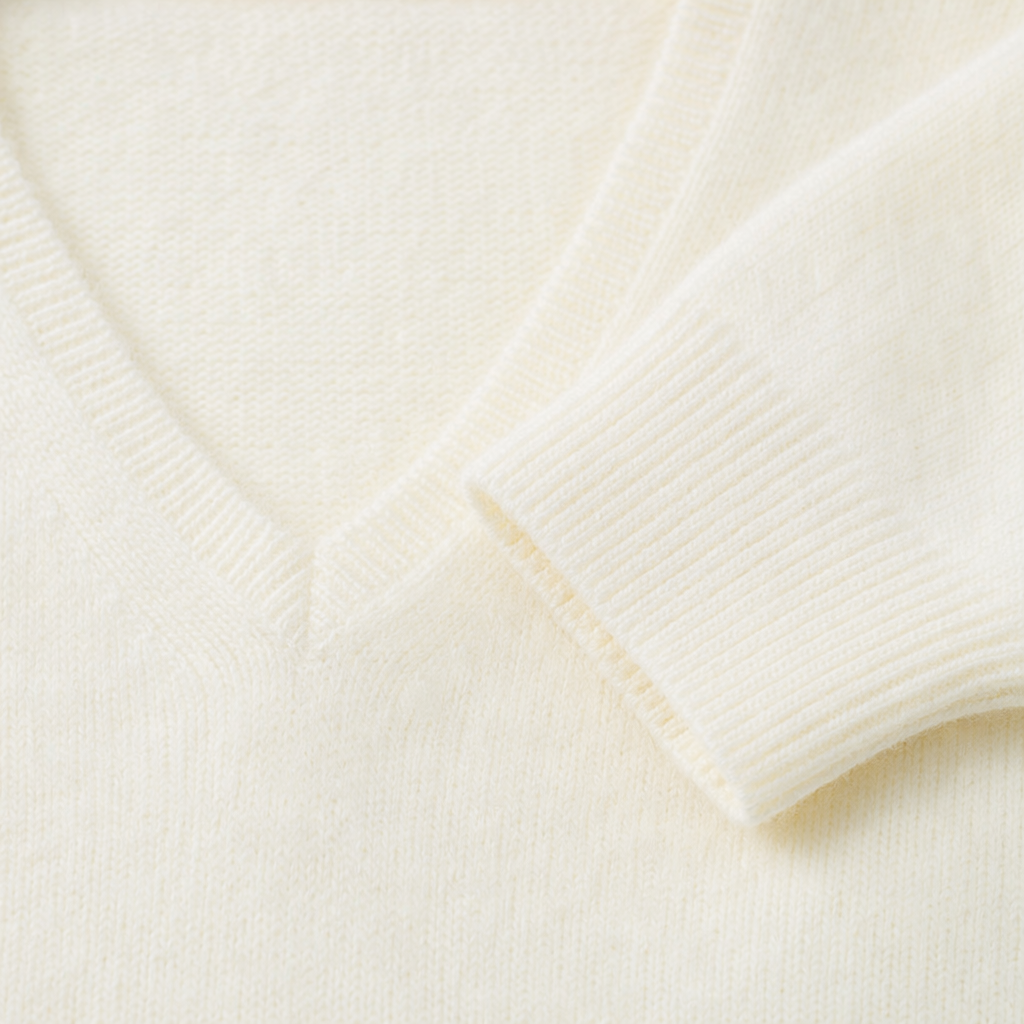 Beige V-neck laid-back style sweater, a versatile women's knitted sweater for autumn and winter Application Scenario