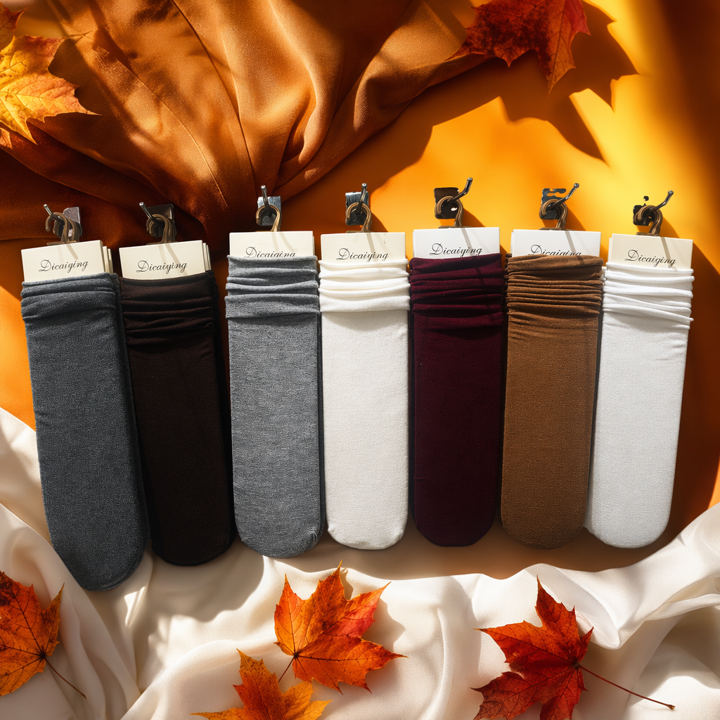 Multi-color stacked socks, pure cotton, sweat-absorbing and breathable, unisplus-style casual mid-calf socks Specification image