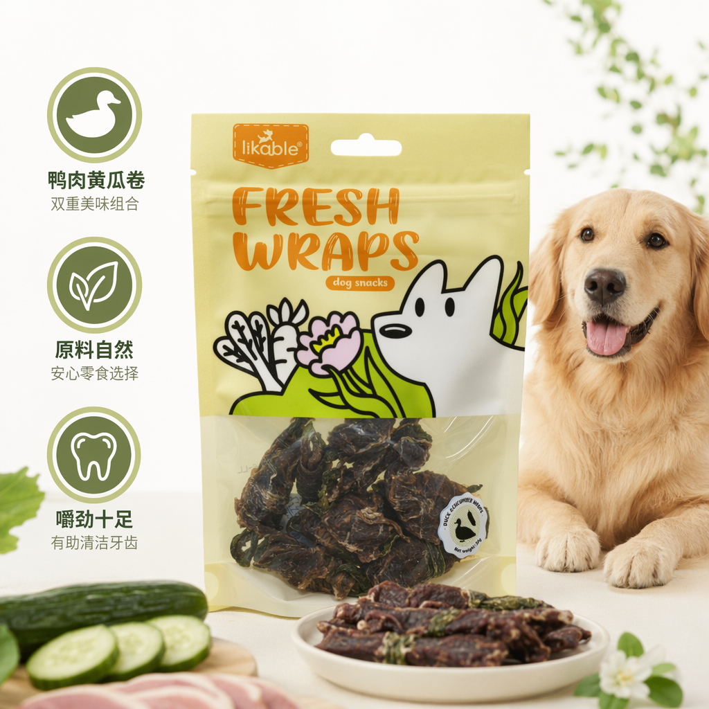 鸭肉绕黄瓜狗零食宠物磨牙洁齿肉干咀嚼棒