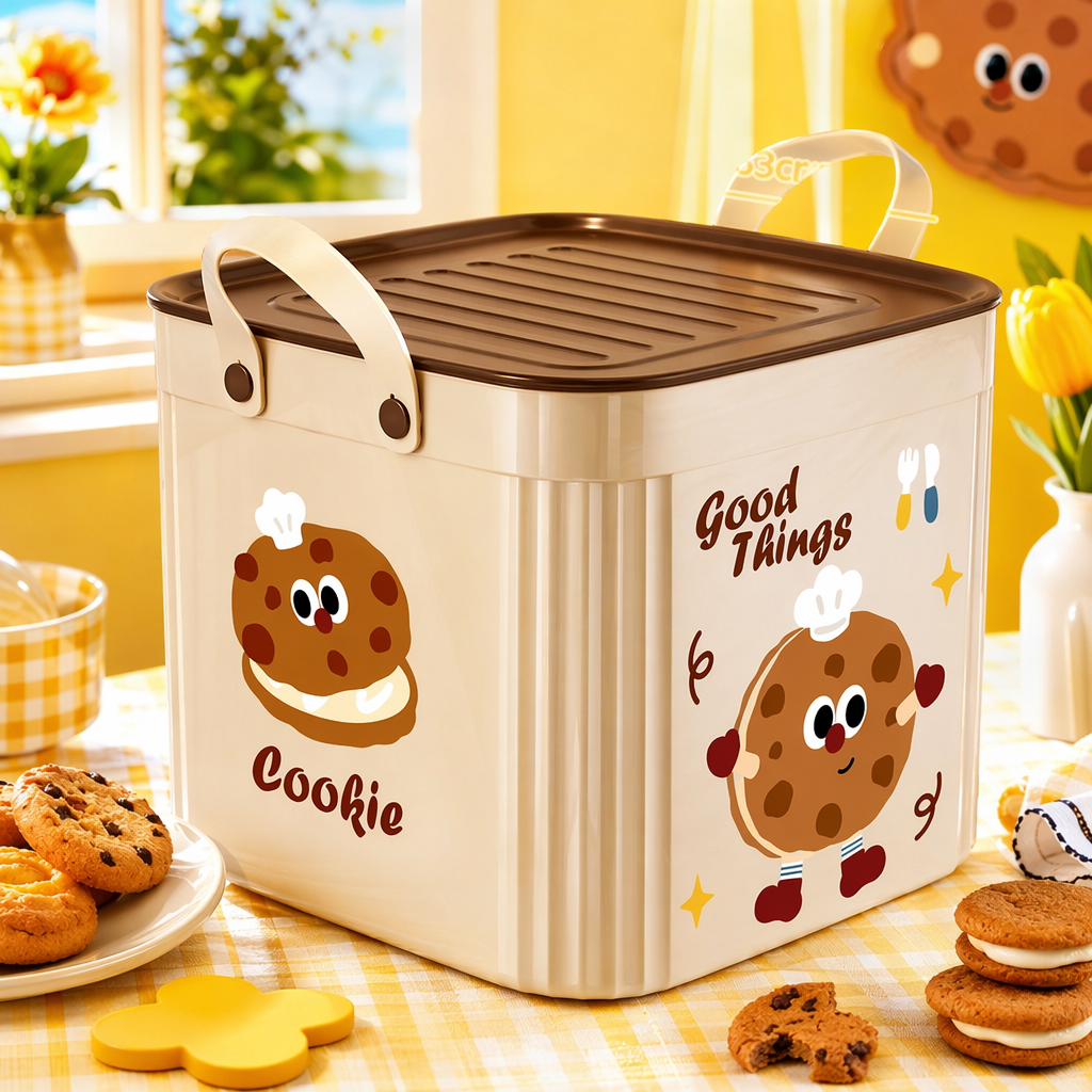 Cream-colored square PP material covered storage box for bedroom desktop organization Specification image