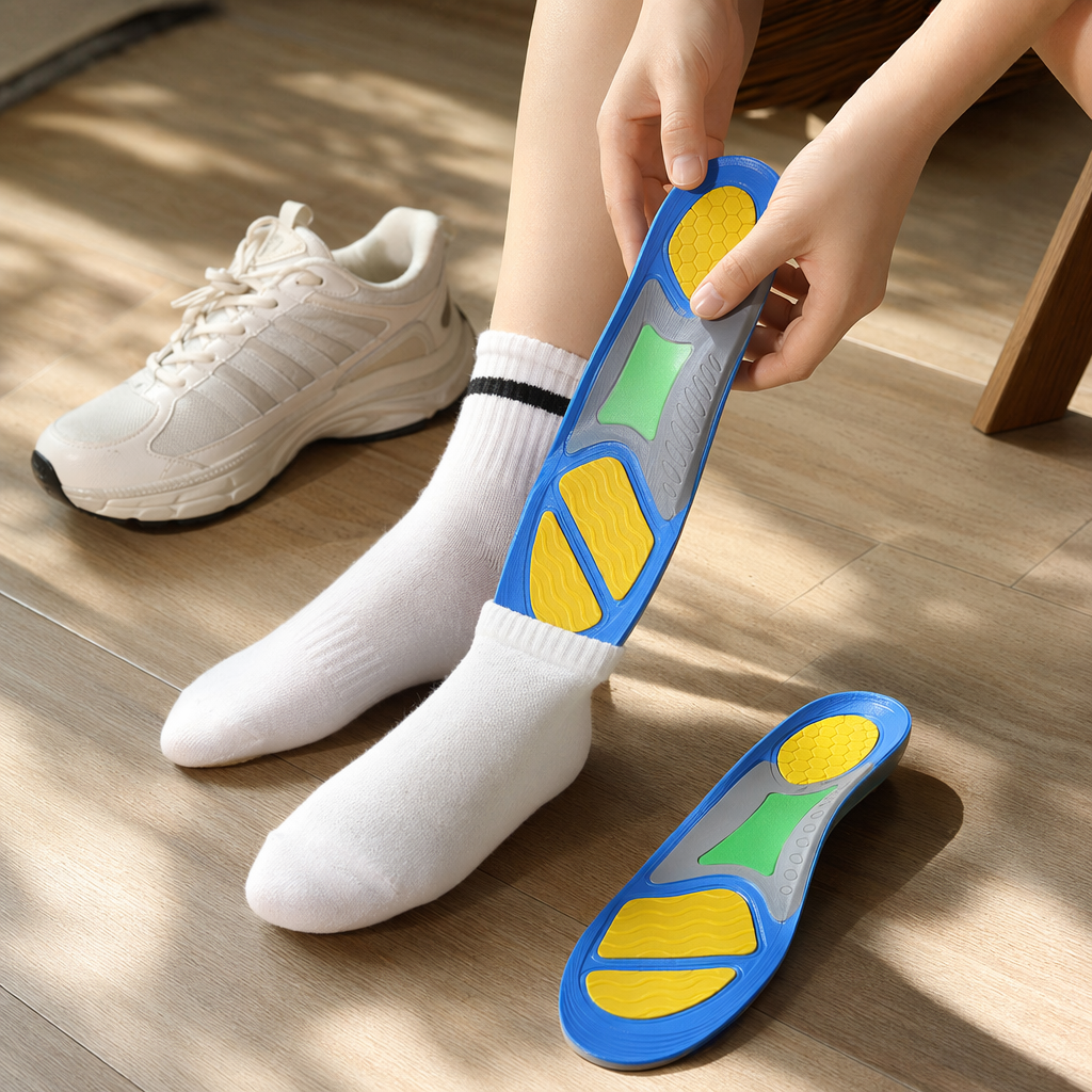 The colorful sports insoles are breathable, shock-absorbing, anti-slip and provide comfortable arch support details Picture