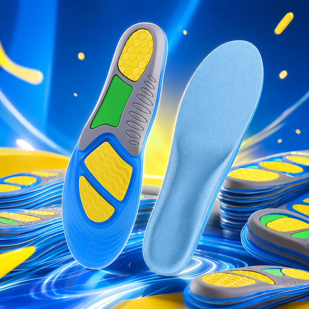 The colorful sports insoles are breathable, shock-absorbing, anti-slip and provide comfortable arch support Specification image