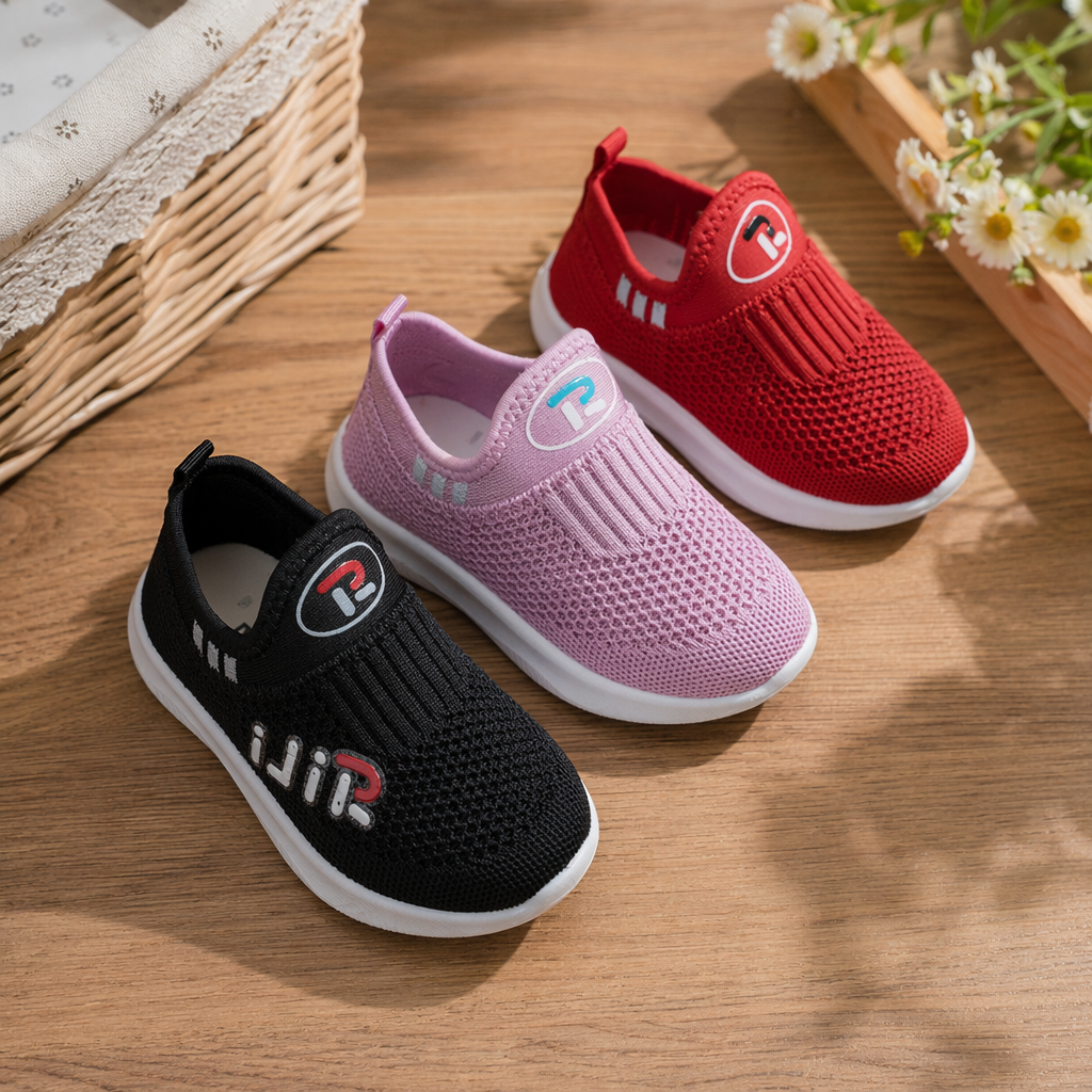 Black, pink and red mesh sports shoes are breathable, lightweight and unisex details Picture