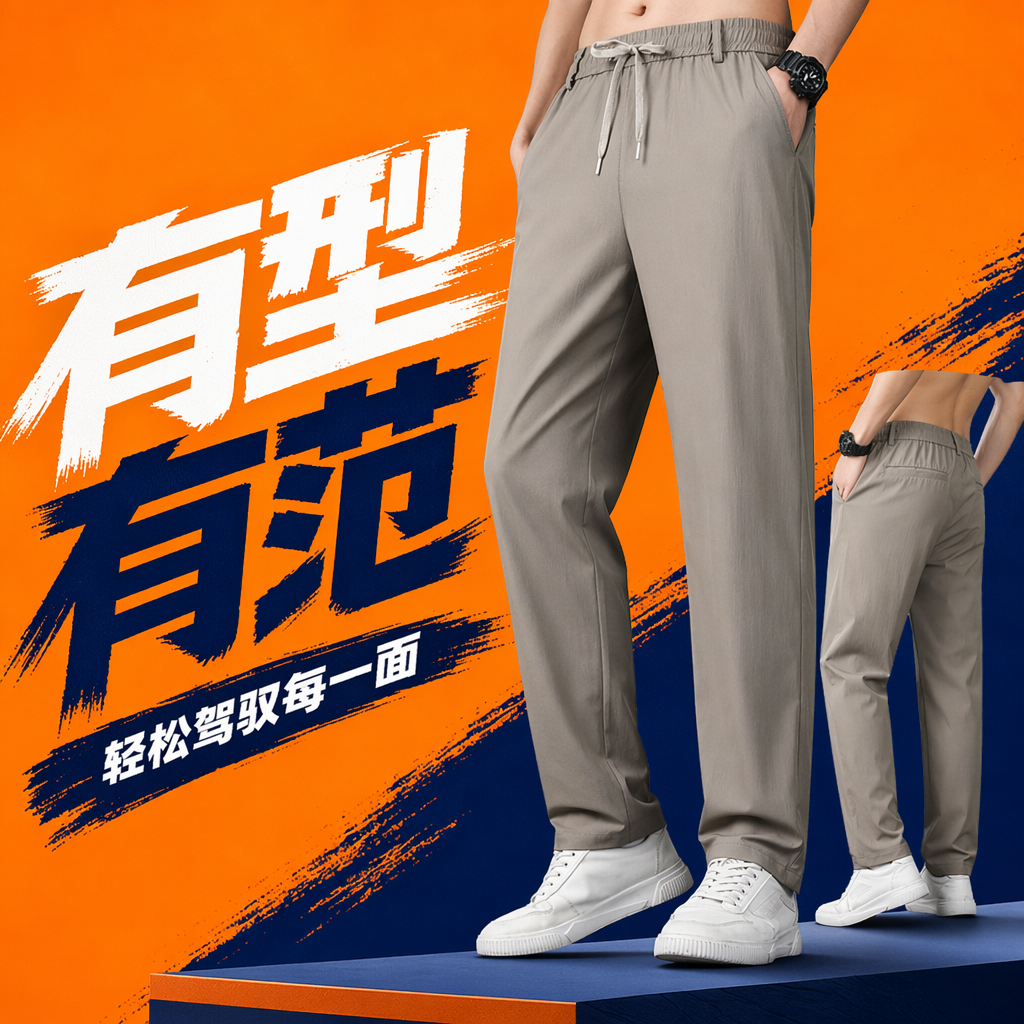 灰色休闲裤细节图