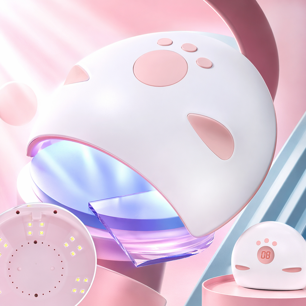 白色猫形美甲灯细节图