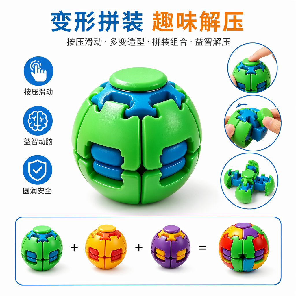 Colorful patchwork spherical educational toys for children's early education, hands-on and brain-stimulating creative combinations