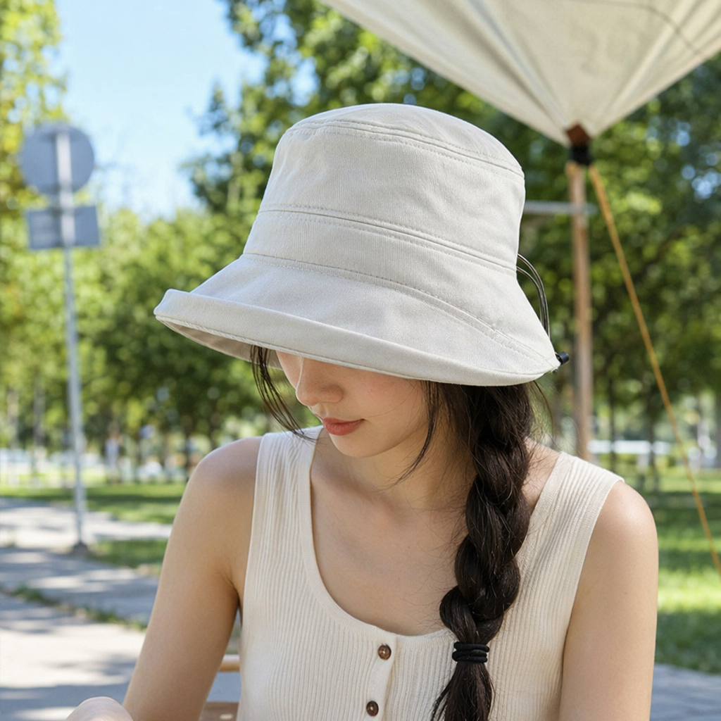 Light grey fisherman hats for both men and women, casual sun hats made of pure cotton and breathable, new summer style details Picture