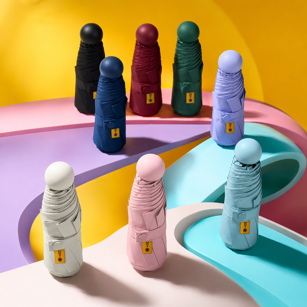 Colorful sun protection capsule umbrella, a portable folding sunshade that can protect against ultraviolet rays and is suitable for both sunny and rainy days Specification image