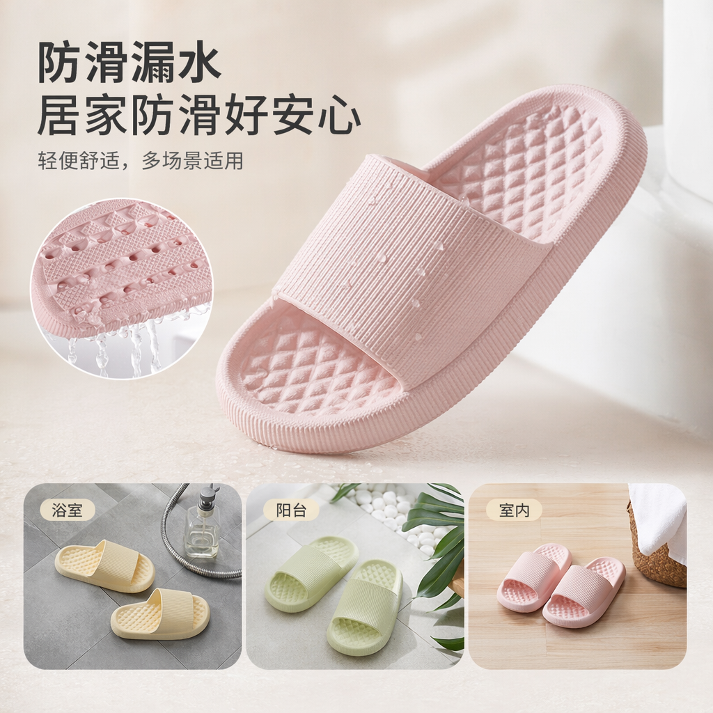 彩色拖鞋女夏季防滑软底居家休闲凉拖图