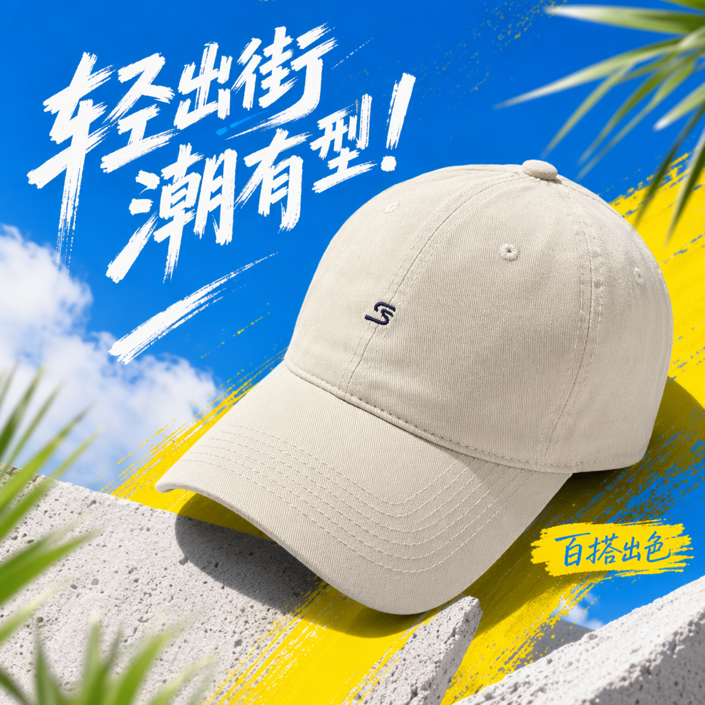 Beige baseball caps for both men and women, casual and versatile, with adjustable soft sunshade tops Specification image