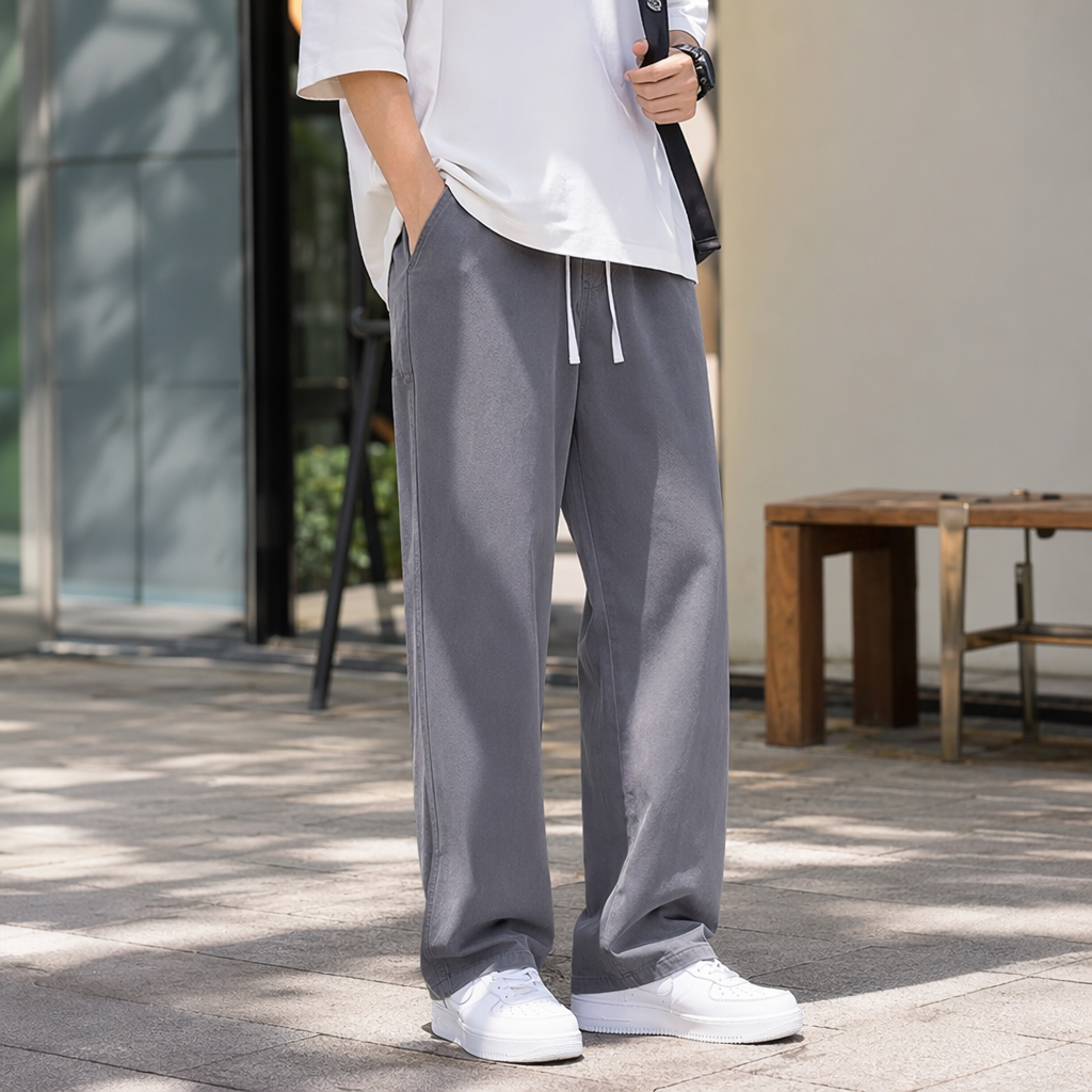 Grey loose trousers are casual, versatile and slimming women's trousers details Picture