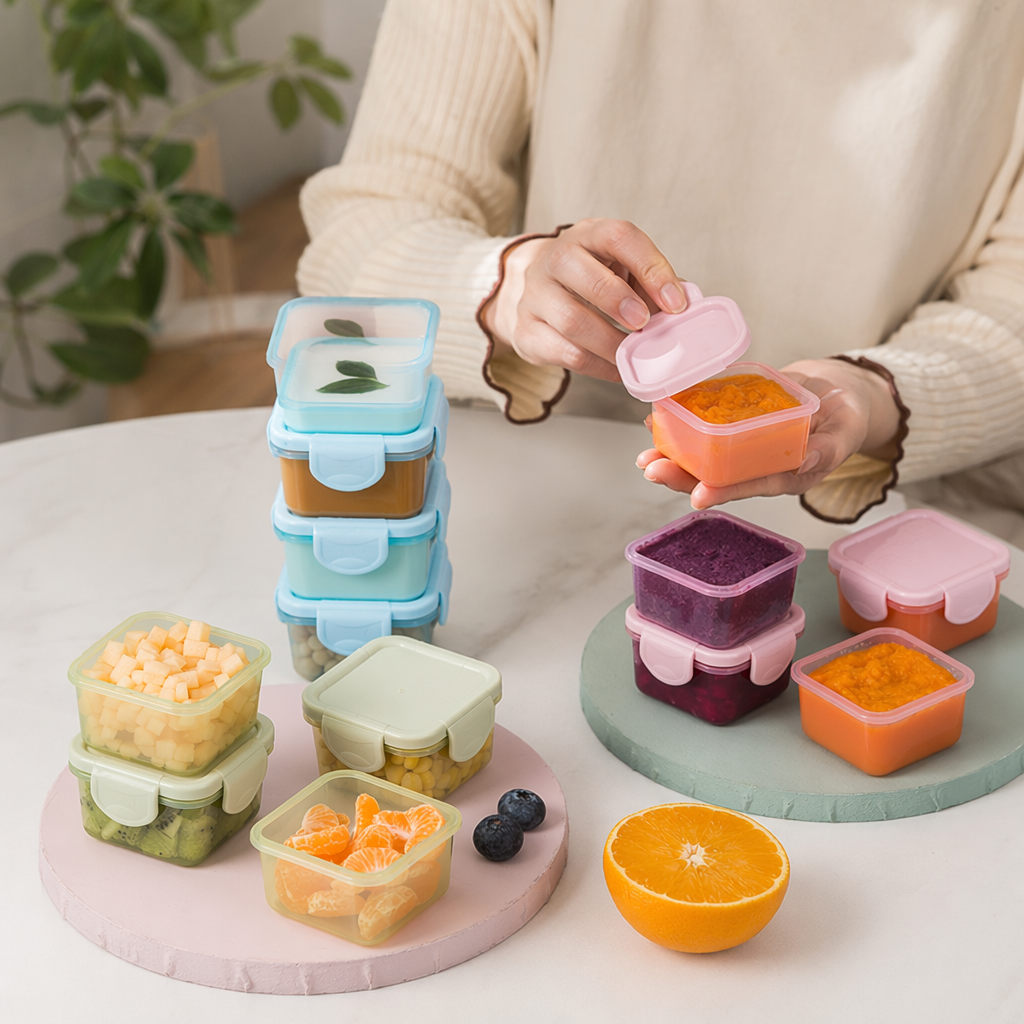 Colorful compartmented food storage box for household kitchen storage, sealed and leak-proof multi-compartment storage box details Picture