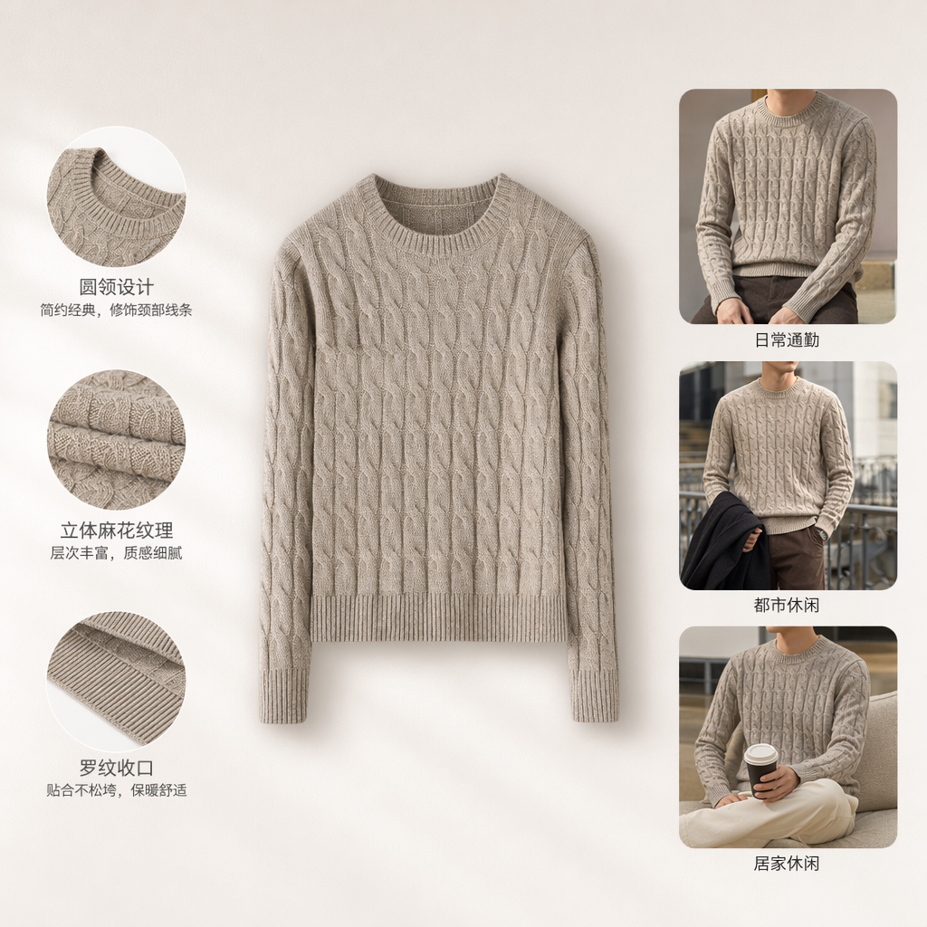 Beige knitted sweater women's fitted long-sleeved inner layer for autumn and winter