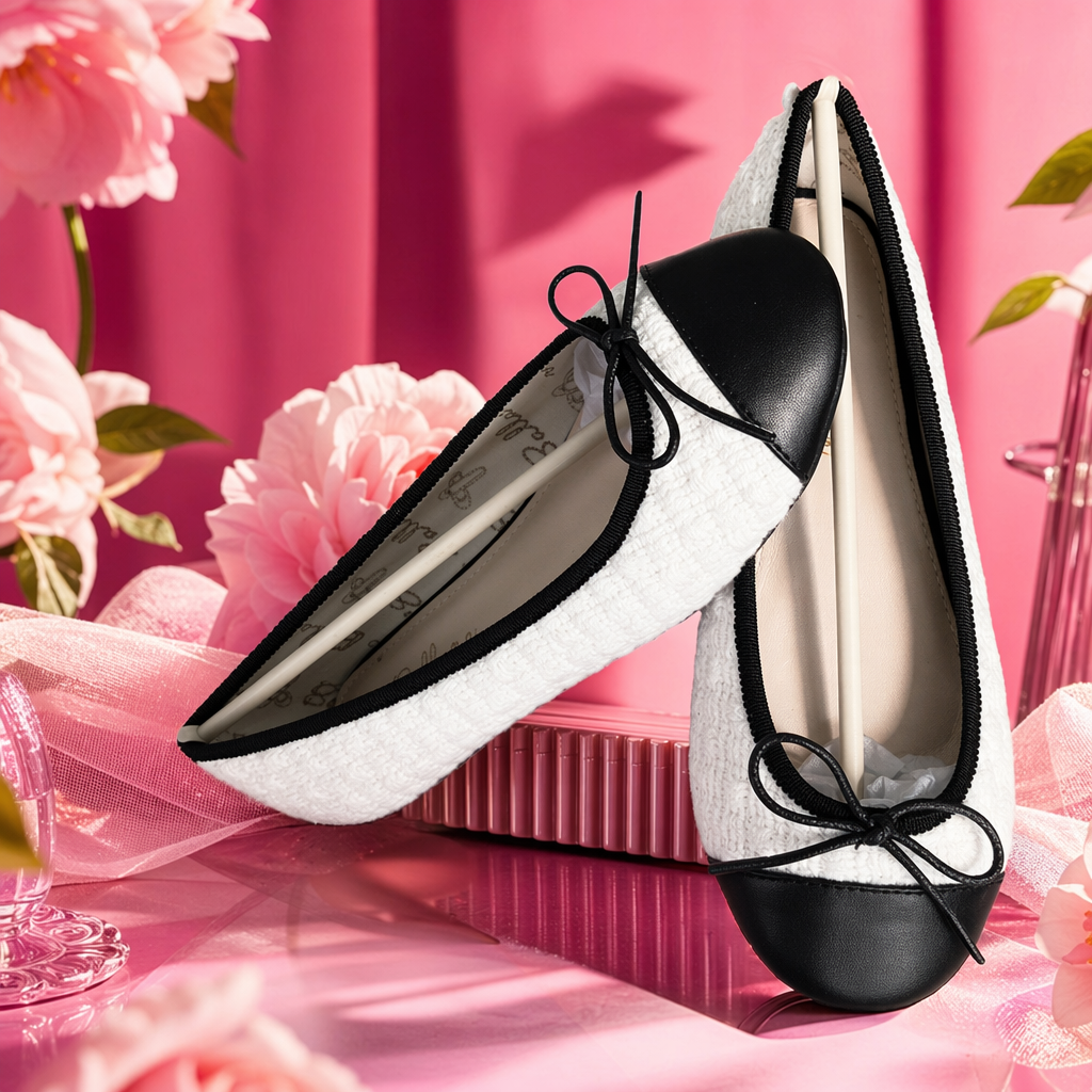 Black and white striped bow flat shoes for women, casual, comfortable and versatile single shoes Specification image