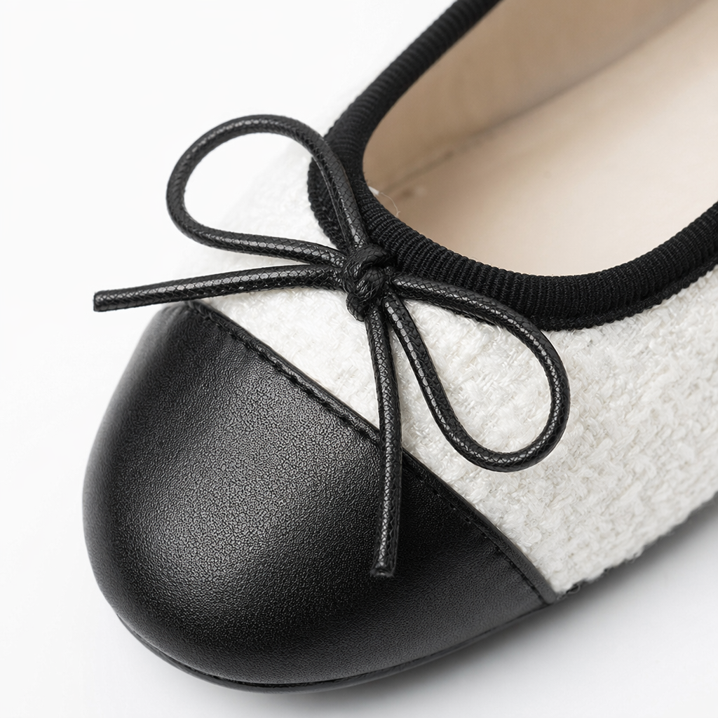 Black and white striped bow flat shoes for women, casual, comfortable and versatile single shoes Application Scenario