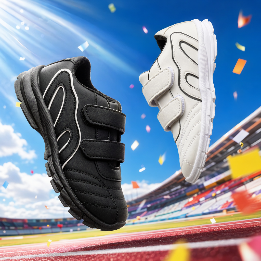 Black and white children's sports shoes, breathable and lightweight, casual running shoes for boys and girls Specification image