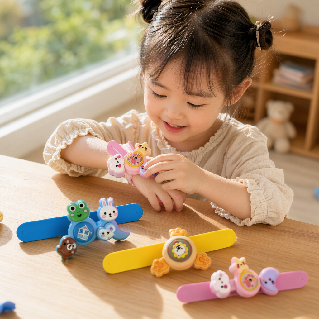 Colorful children's wristband toys with cartoon animal stars and moon decorations details Picture